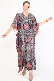 Kanzi Short Sleeve Pink Batik Kaftan