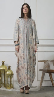 Nude Long Sleeve Songket Kaftan