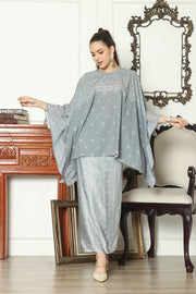 Kanzi Songket Sarong Round-neck Set Grey