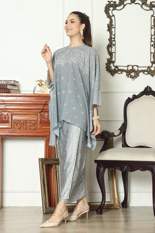 Kanzi Songket Sarong Round-neck Set Grey