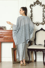 Kanzi Songket Sarong Round-neck Set Grey